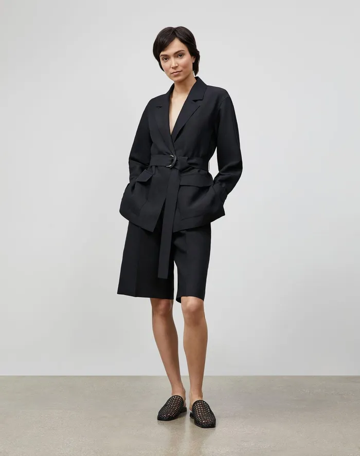 Women Lafayette 148 New York Jackets and Blazers PlusSize Stewart Jacket In Coastal Cloth Black