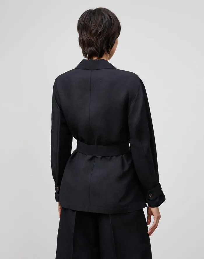 Women Lafayette 148 New York Jackets and Blazers PlusSize Stewart Jacket In Coastal Cloth Black
