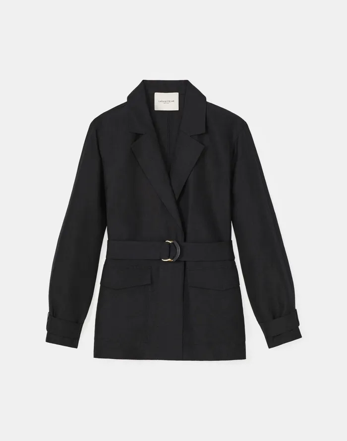 Women Lafayette 148 New York Jackets and Blazers PlusSize Stewart Jacket In Coastal Cloth Black