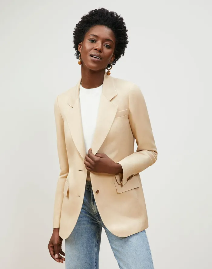 Women Lafayette 148 New York Jackets and Blazers Turner Blazer In Veranda Cloth Rye Women Lafayette 148 New York Jackets and Blazers Turner Blazer In Veranda Cloth Rye