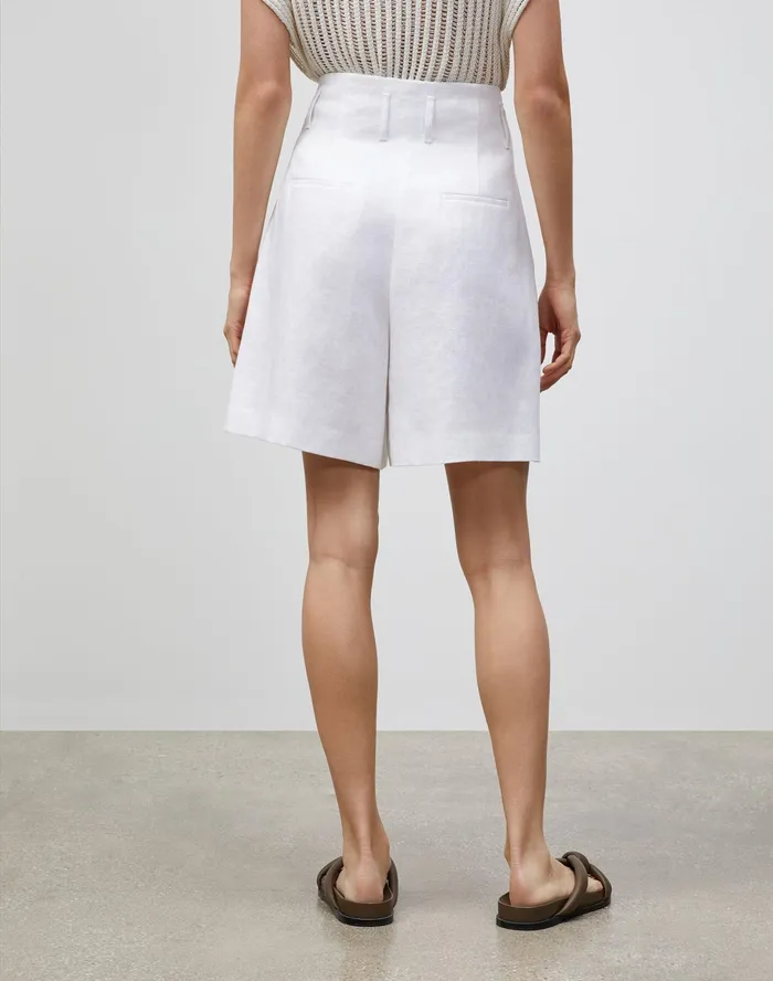 Women Lafayette 148 New York Pants and Shorts Degraw Short In Lavish Linen White1