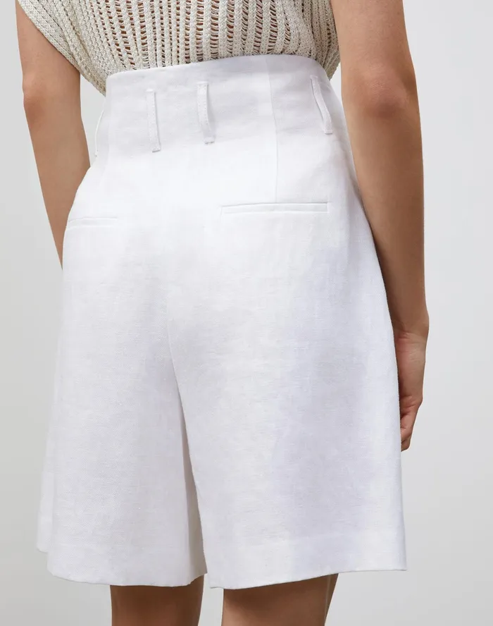 Women Lafayette 148 New York Pants and Shorts Degraw Short In Lavish Linen White1
