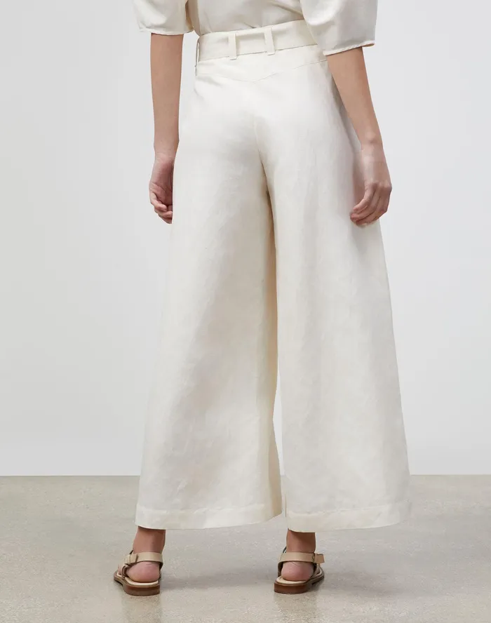 Women Lafayette 148 New York Pants and Shorts Petite Gavin WideLeg Pant In Coastal Cloth Alabaster