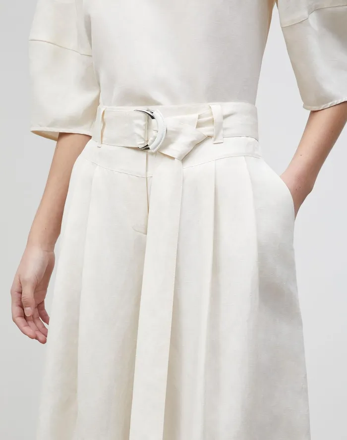 Women Lafayette 148 New York Pants and Shorts Petite Gavin WideLeg Pant In Coastal Cloth Alabaster
