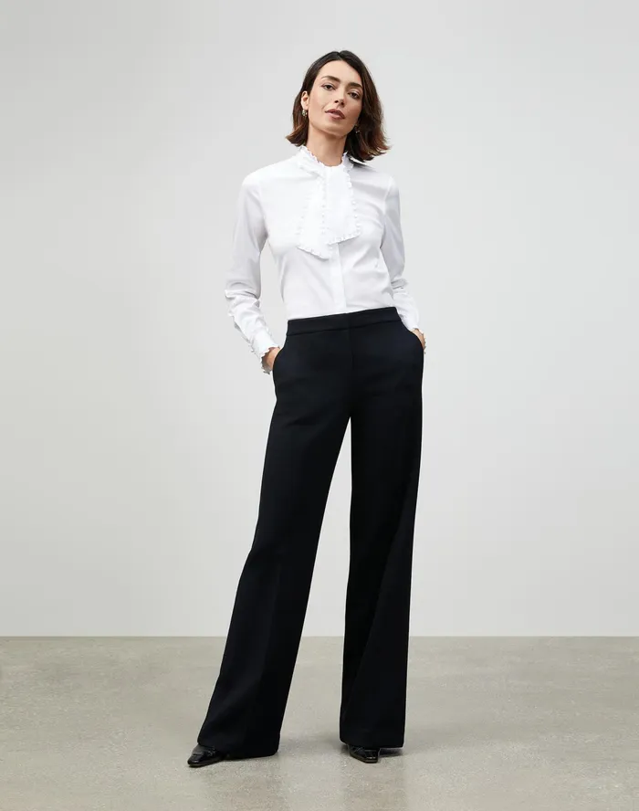Women Lafayette 148 New York Pants and Shorts Petite Nouveau Crepe Dalton WideLeg Pant Black