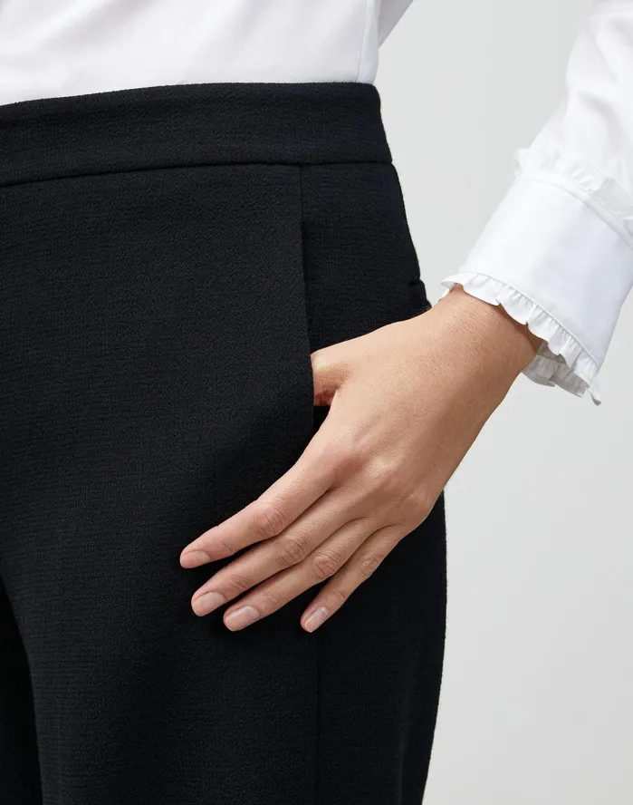 Women Lafayette 148 New York Pants and Shorts Petite Nouveau Crepe Dalton WideLeg Pant Black