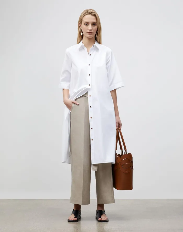 Women Lafayette 148 New York Pants and Shorts Petite Rockefeller WideLeg Pant In Lavish Linen Smoked Taupe