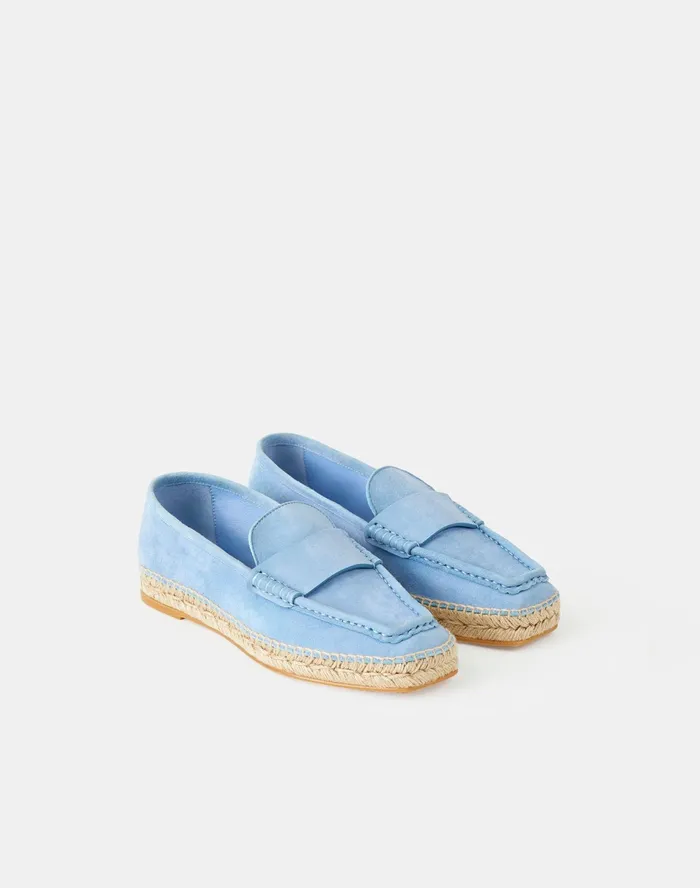 Women Lafayette 148 New York Sandals Meline Espadrille Loafer In Suede Fresh Blue Women Lafayette 148 New York Sandals Meline Espadrille Loafer In Suede Fresh Blue