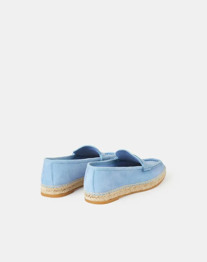 Women Lafayette 148 New York Sandals Meline Espadrille Loafer In Suede Fresh Blue
