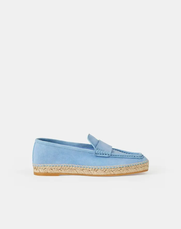 Women Lafayette 148 New York Sandals Meline Espadrille Loafer In Suede Fresh Blue