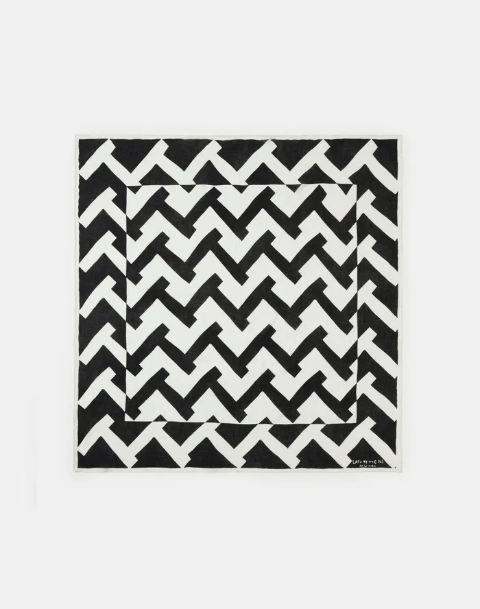 Women Lafayette 148 New York Scarves Reverse Chevron Icon Italian Cashmere Scarf Black Multi