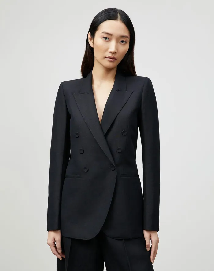 Women Lafayette 148 New York Suits Alister Blazer In Coastal Cloth Black
