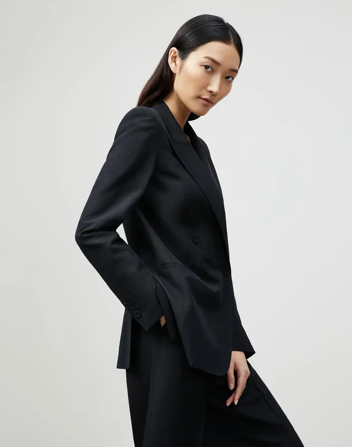 Women Lafayette 148 New York Suits Alister Blazer In Coastal Cloth Black