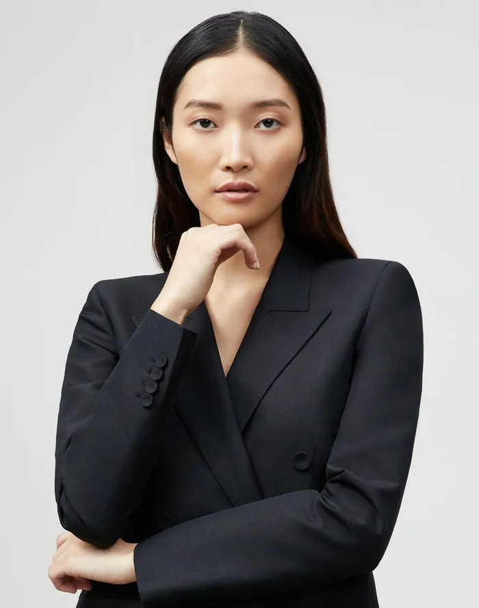 Women Lafayette 148 New York Suits Alister Blazer In Coastal Cloth Black