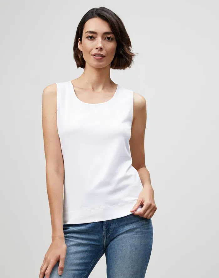 Women Lafayette 148 New York Tops and Tees Petite Swiss Cotton Rib Scoop Neck Tank White Women Lafayette 148 New York Tops and Tees Petite Swiss Cotton Rib Scoop Neck Tank White