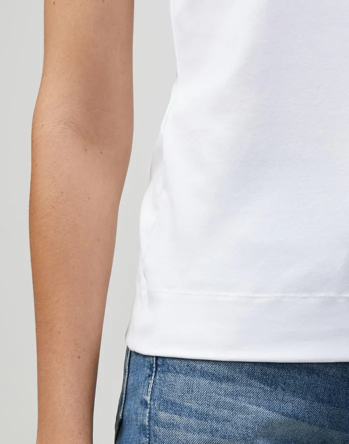 Women Lafayette 148 New York Tops and Tees Petite Swiss Cotton Rib Scoop Neck Tank White