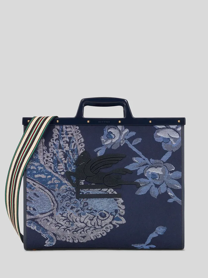 Women Large Jacquard Love Trotter Bag With Birds Etro Shopping Bags