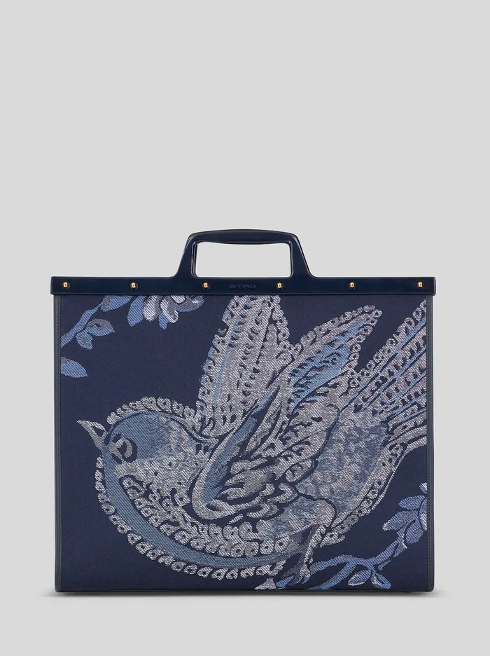 Women Large Jacquard Love Trotter Bag With Birds Etro Shopping Bags