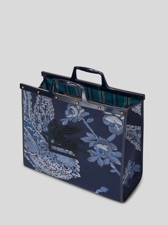 Women Large Jacquard Love Trotter Bag With Birds Etro Shopping Bags