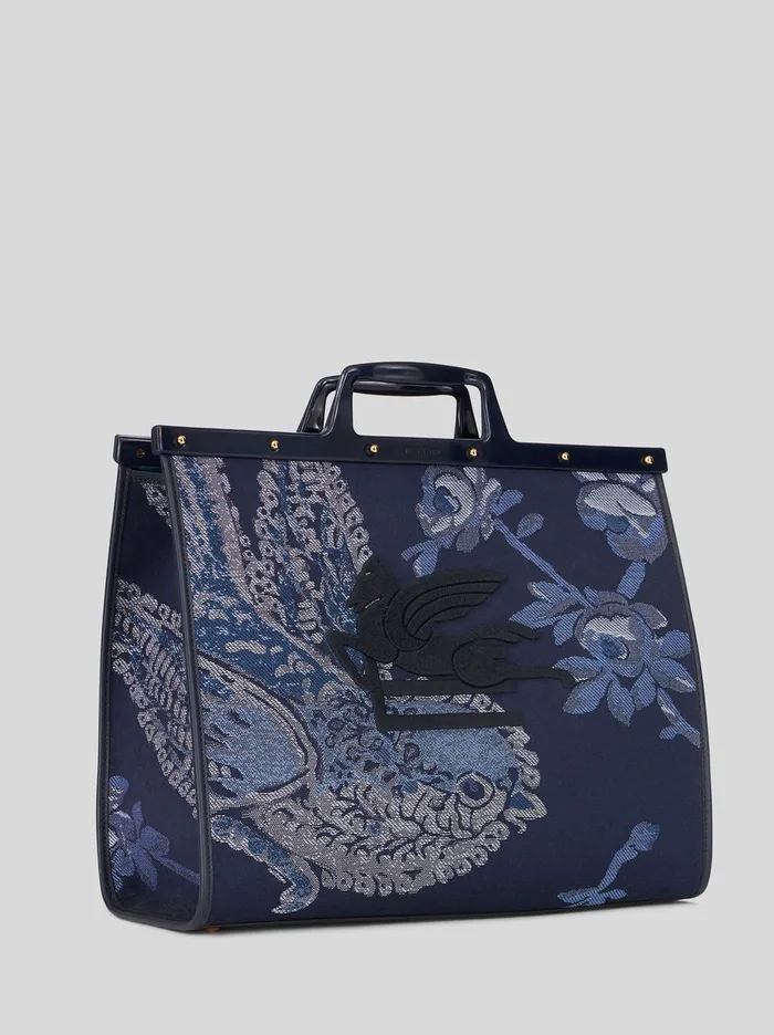 Women Large Jacquard Love Trotter Bag With Birds Etro Shopping Bags