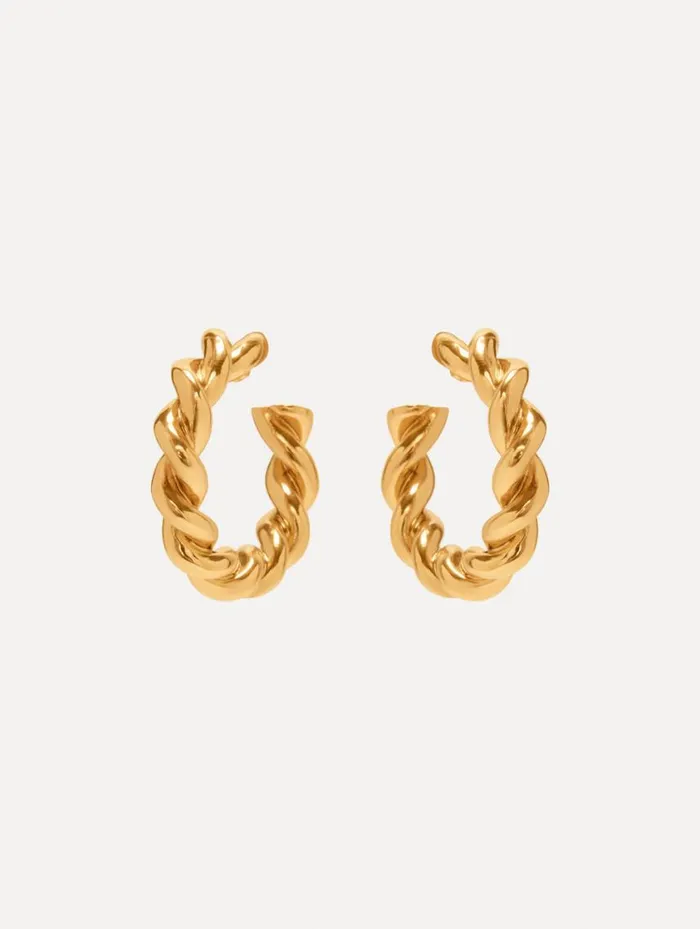 Women Large Rope Hoop Earrings Gold Oscar De La Renta Earrings