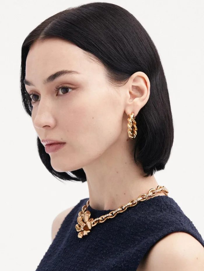 Women Large Rope Hoop Earrings Gold Oscar De La Renta Earrings Women Large Rope Hoop Earrings Gold Oscar De La Renta Earrings