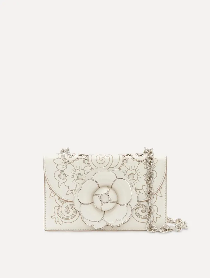Women Laser Cut TRO Bag Ivory Oscar De La Renta Handbags