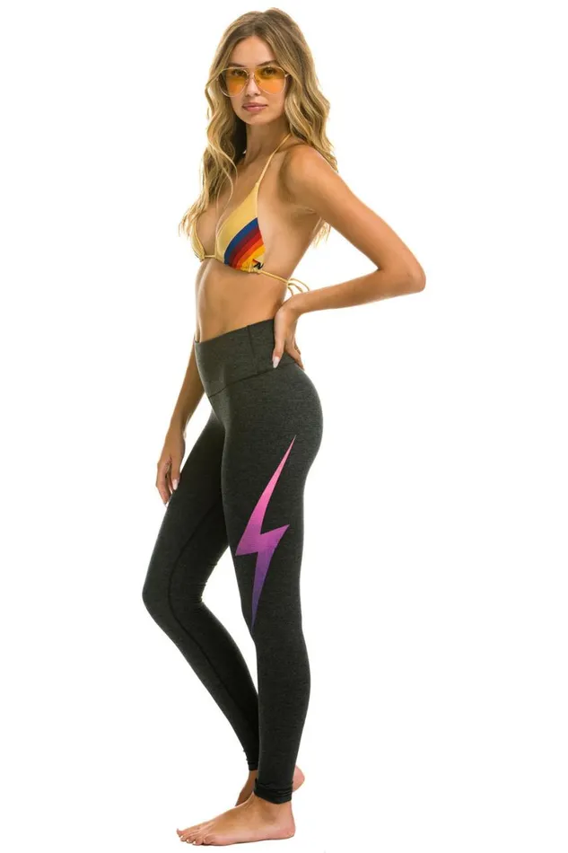 Women Leggings Aviator Nation Full Length HiRise Bolt Fade Leggings 8211 Charcoal Pink Purple Women Leggings Aviator Nation Full Length HiRise Bolt Fade Leggings 8211 Charcoal Pink Purple
