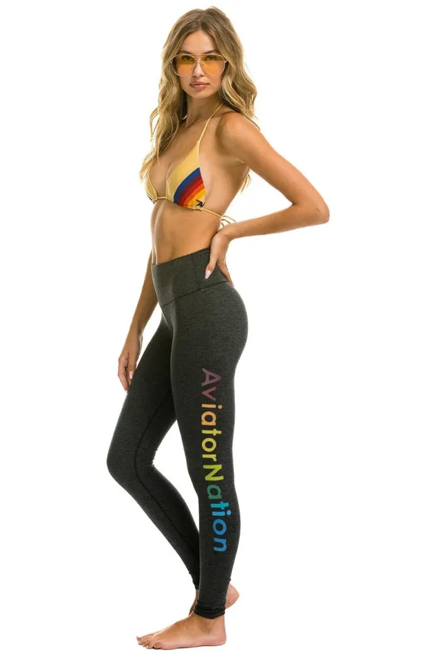 Women Leggings Aviator Nation Full Length HiRise Leggings 8211 Charcoal