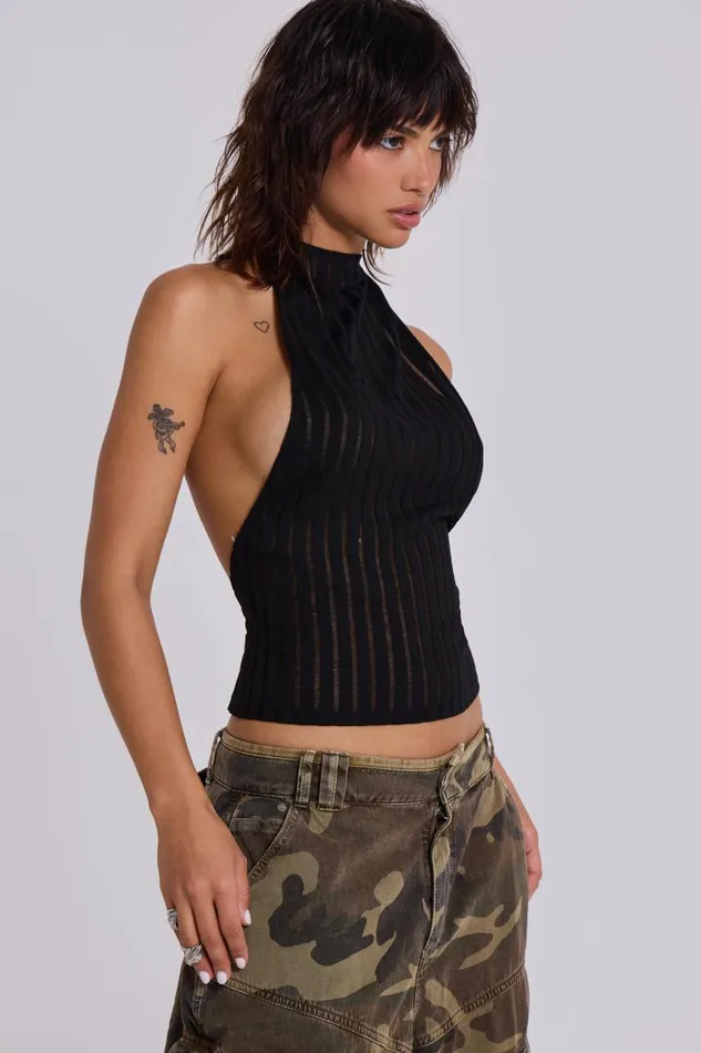 Women Leopard Zene Backless Top Jaded London Crop Tops