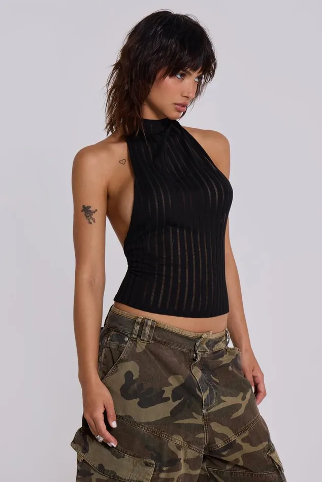 Women Leopard Zene Backless Top Jaded London Crop Tops