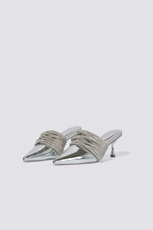 Women Lian Heeled Mule Silver Jonathan Simkhai Footwear