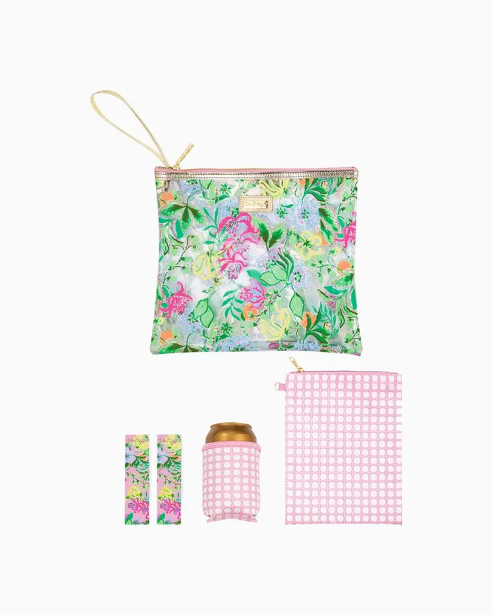 Women Lilly Pulitzer Bags Beach Day Pouch Hydra Blue Dandy Lions