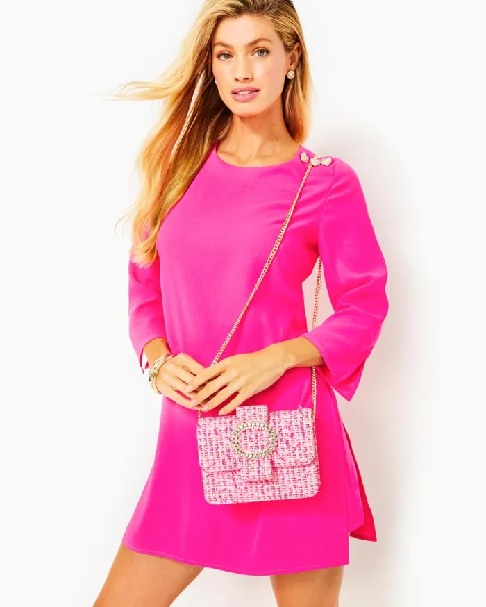 Women Lilly Pulitzer Bags Emmeline Tweed Crossbody Bag Pink Palms Fantasy Tweed Women Lilly Pulitzer Bags Emmeline Tweed Crossbody Bag Pink Palms Fantasy Tweed