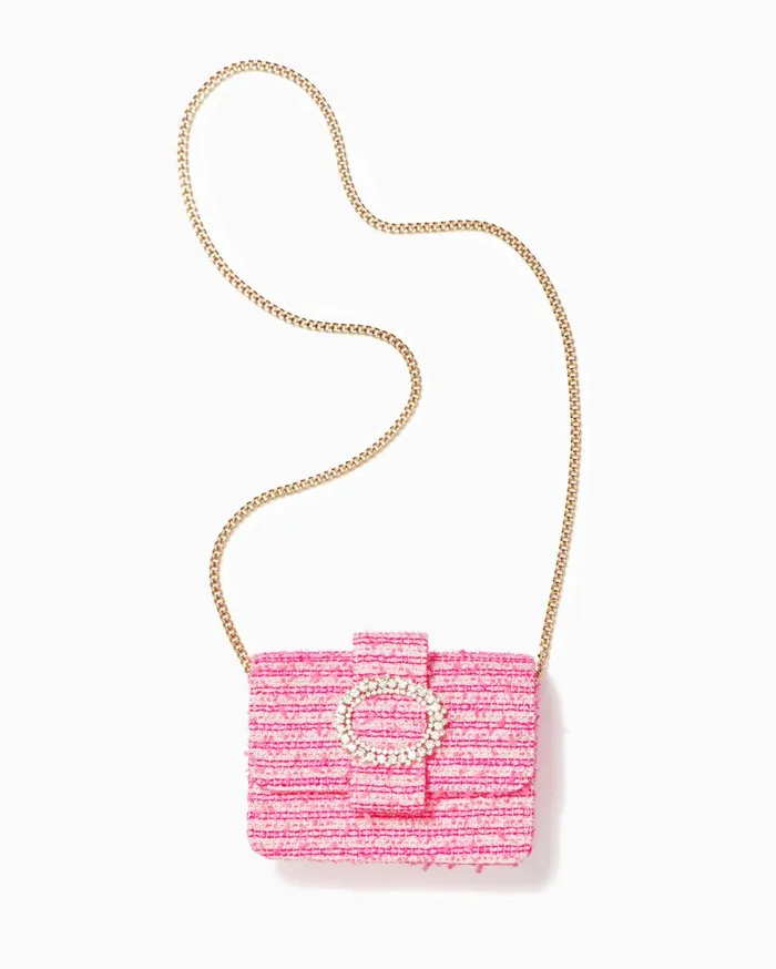 Women Lilly Pulitzer Bags Emmeline Tweed Crossbody Bag Pink Palms Fantasy Tweed Women Lilly Pulitzer Bags Emmeline Tweed Crossbody Bag Pink Palms Fantasy Tweed