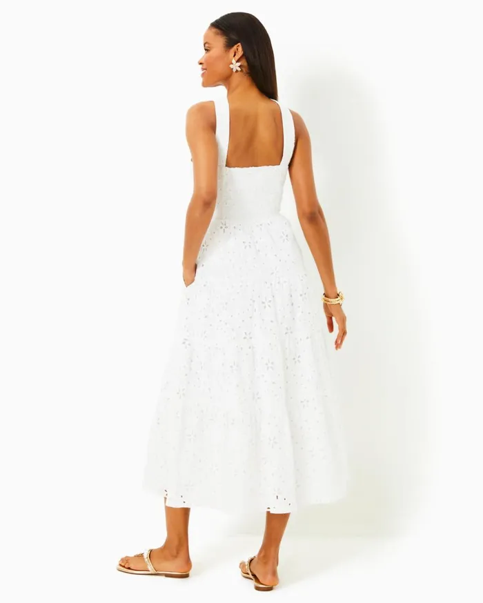 Women Lilly Pulitzer Dresses Jenette Halter Midi Dress Resort White Sealife Eyelet Women Lilly Pulitzer Dresses Jenette Halter Midi Dress Resort White Sealife Eyelet