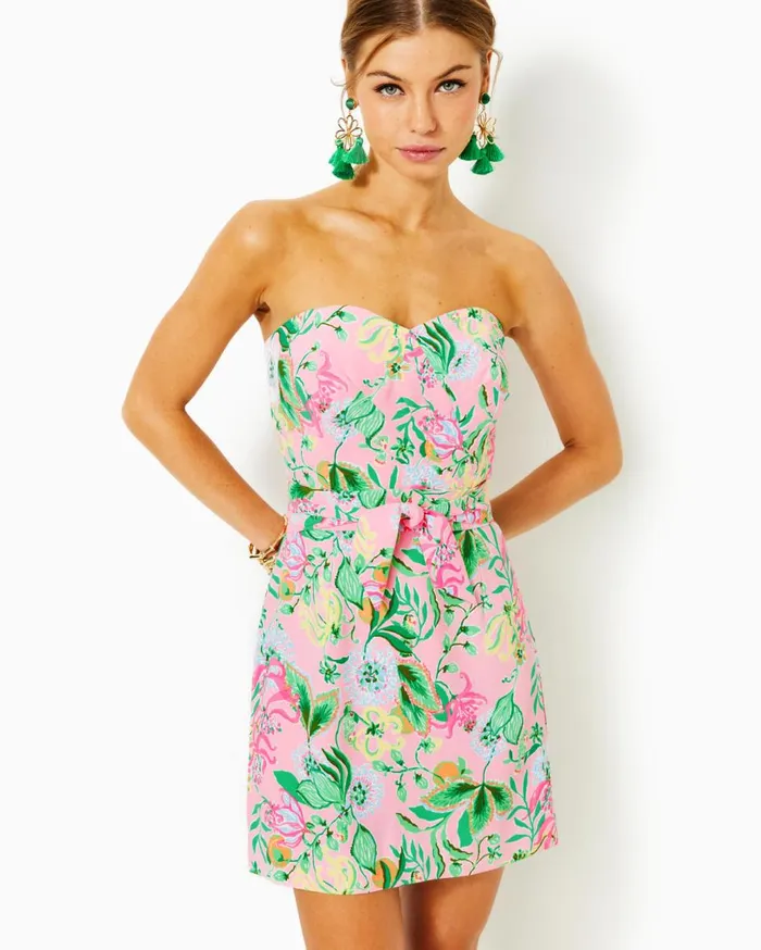 Women Lilly Pulitzer Dresses Kylo Strapless Skirted Romper Resort White