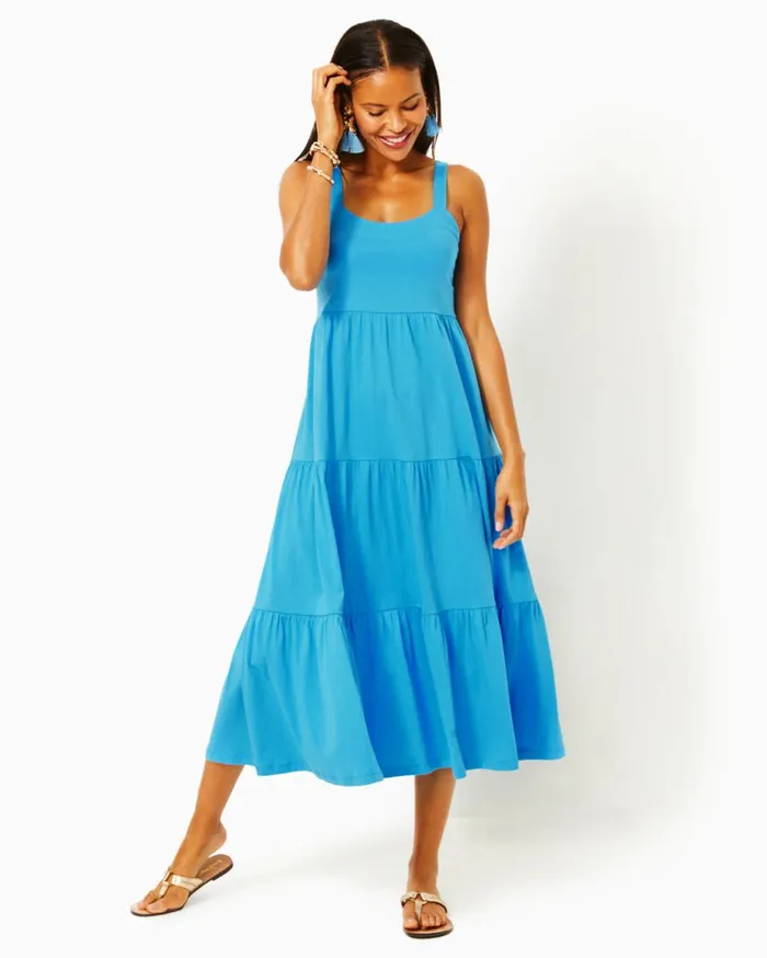 Women Lilly Pulitzer Dresses Miri Midi Dress Lunar Blue