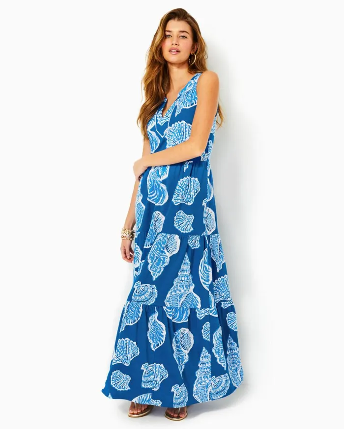 Women Lilly Pulitzer Dresses Sydnee Maxi Dress Barton Blue Shell Of A Good Time Oversized Women Lilly Pulitzer Dresses Sydnee Maxi Dress Barton Blue Shell Of A Good Time Oversized