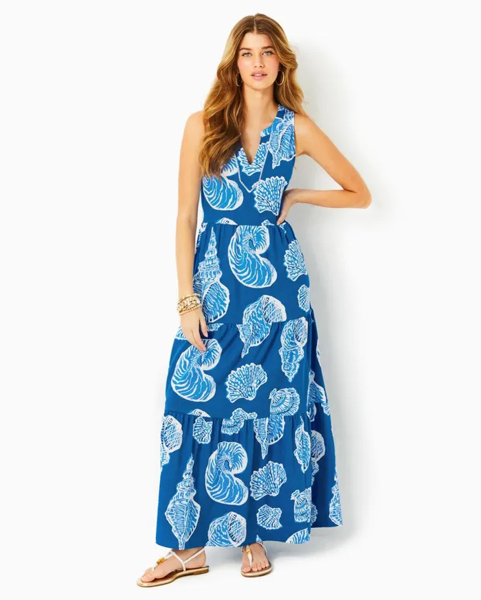 Women Lilly Pulitzer Dresses Sydnee Maxi Dress Barton Blue Shell Of A Good Time Oversized Women Lilly Pulitzer Dresses Sydnee Maxi Dress Barton Blue Shell Of A Good Time Oversized