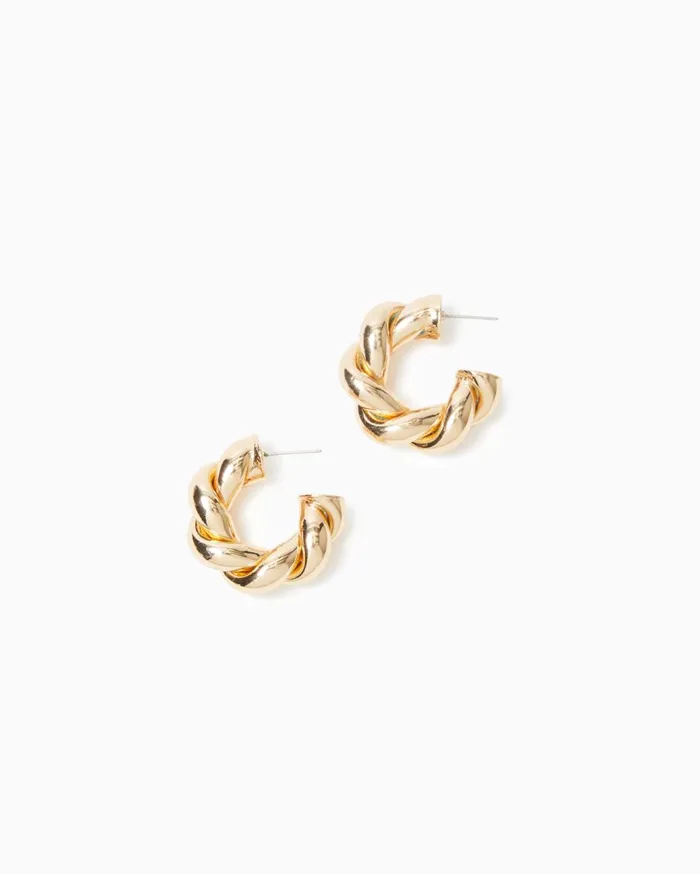 Women Lilly Pulitzer Jewelry Island Escape Earrings Gold Metallic