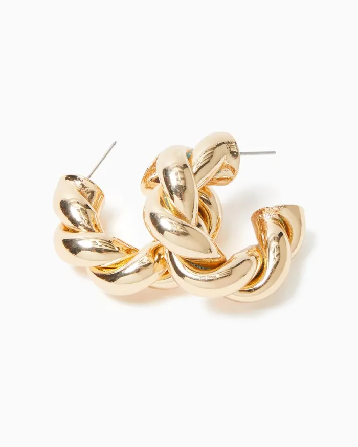 Women Lilly Pulitzer Jewelry Island Escape Earrings Gold Metallic