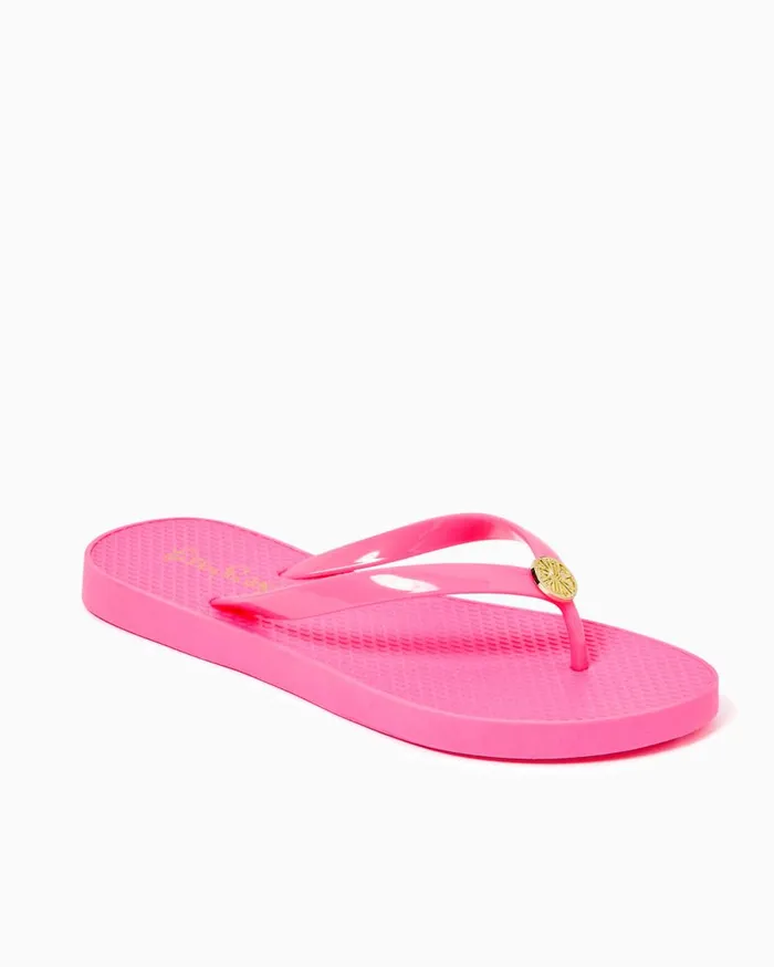 Women Lilly Pulitzer Shoes Pool Flip Flop Mizner Red