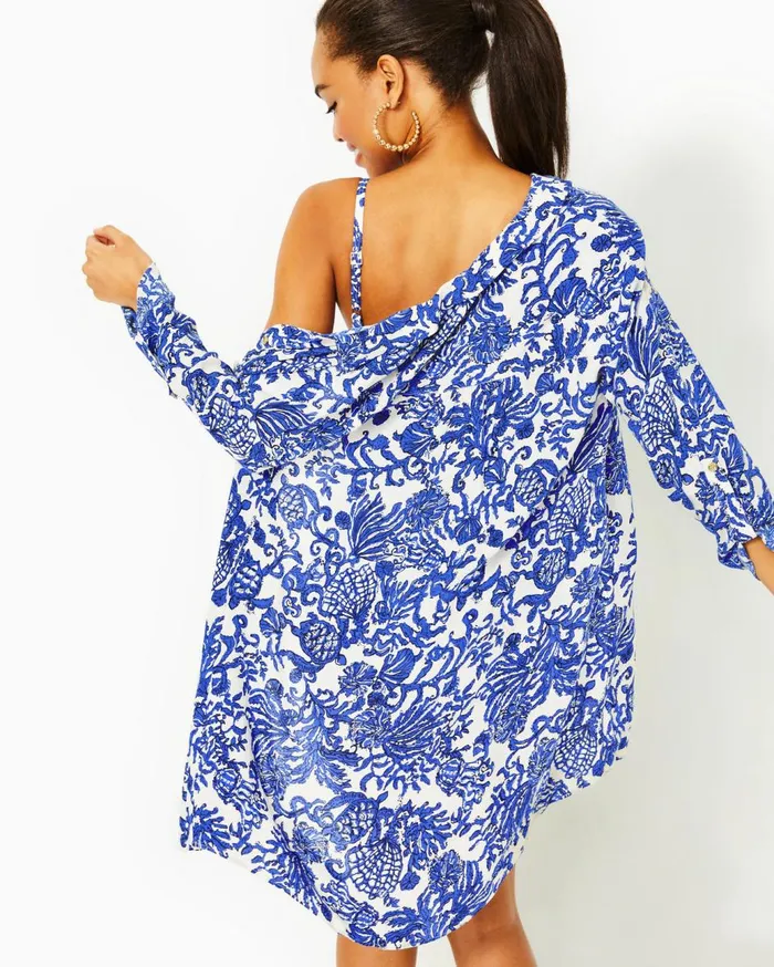 Women Lilly Pulitzer Swim Natalie Shirtdress CoverUp Deeper Coconut Ride With Me Women Lilly Pulitzer Swim Natalie Shirtdress CoverUp Deeper Coconut Ride With Me