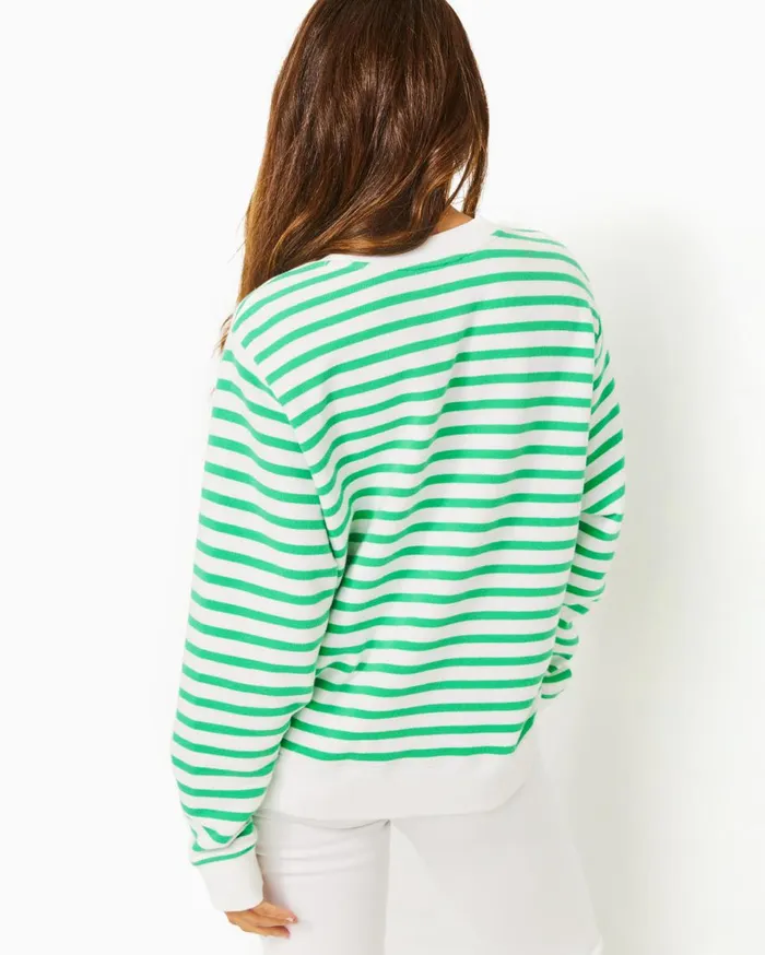 Women Lilly Pulitzer Tops Ballad Cotton Sweatshirt Lunar Blue Striped Lilly Pulitzer Embroidered Sweat Women Lilly Pulitzer Tops Ballad Cotton Sweatshirt Lunar Blue Striped Lilly Pulitzer Embroidered Sweat