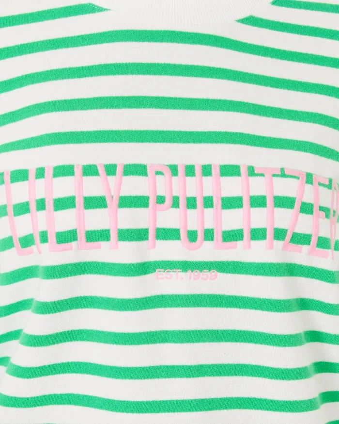 Women Lilly Pulitzer Tops Ballad Cotton Sweatshirt Lunar Blue Striped Lilly Pulitzer Embroidered Sweat Women Lilly Pulitzer Tops Ballad Cotton Sweatshirt Lunar Blue Striped Lilly Pulitzer Embroidered Sweat
