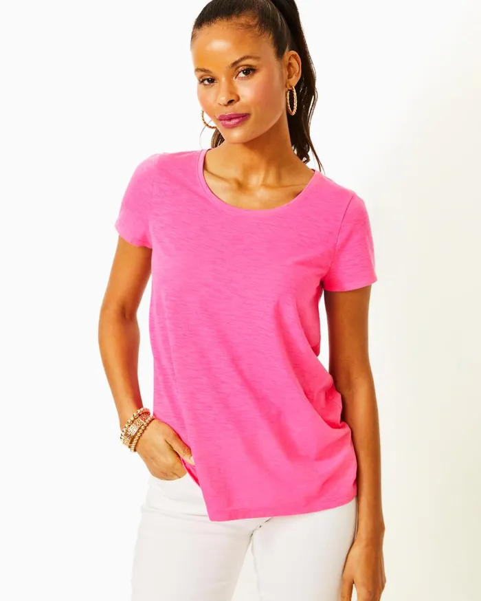 Women Lilly Pulitzer Tops Etta Scoopneck Top Roxie Pink