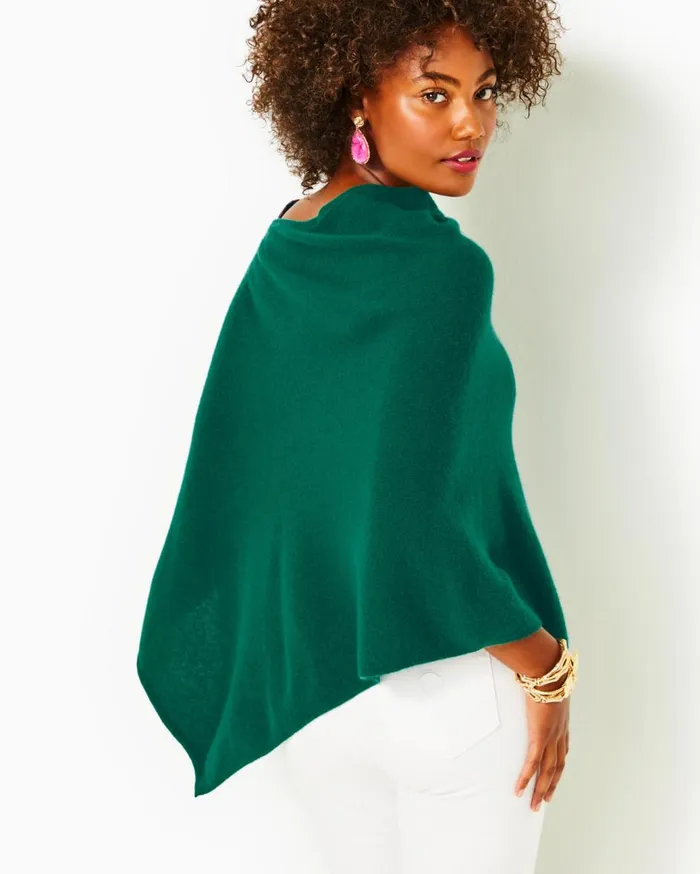Women Lilly Pulitzer Tops Harp Cashmere Wrap Evergreen