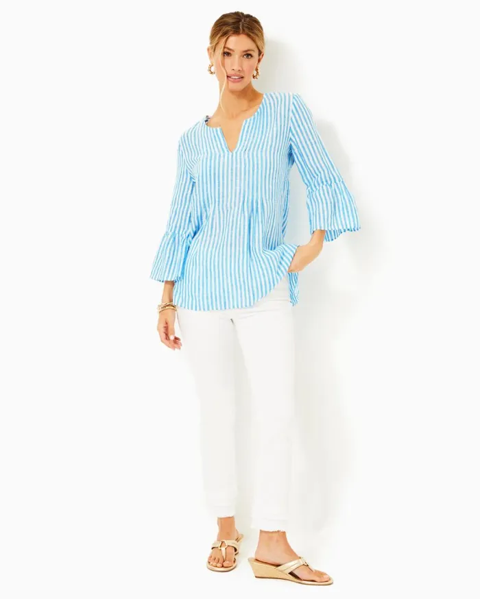 Women Lilly Pulitzer Tops Hollie Linen Tunic Spearmint Blossom Views Women Lilly Pulitzer Tops Hollie Linen Tunic Spearmint Blossom Views
