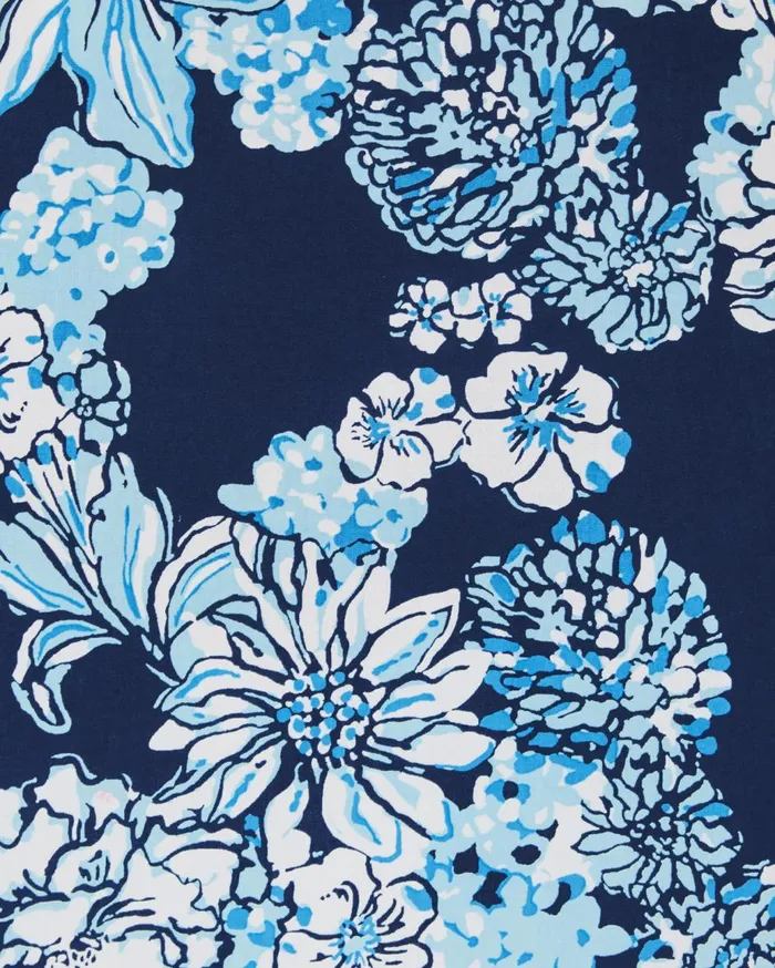 Women Lilly Pulitzer Tops Iona Sleeveless Top Low Tide Navy Bouquet All Day Engineered Woven Top Women Lilly Pulitzer Tops Iona Sleeveless Top Low Tide Navy Bouquet All Day Engineered Woven Top